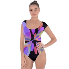 Colorful Abstract Flower Short Sleeve Leotard  by Valentinaart