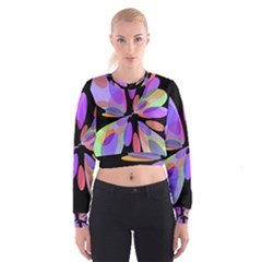 Colorful Abstract Flower Women s Cropped Sweatshirt by Valentinaart