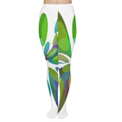 Green Abstract Flower Women s Tights by Valentinaart