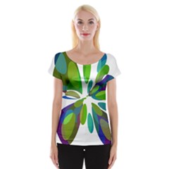 Green Abstract Flower Women s Cap Sleeve Top by Valentinaart