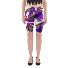 Colorful Abstract Flower Yoga Cropped Leggings by Valentinaart