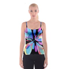 Blue Abstract Flower Spaghetti Strap Top by Valentinaart
