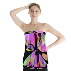 Pink Abstract Flower Strapless Top by Valentinaart