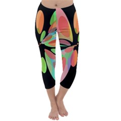 Colorful Abstract Flower Capri Winter Leggings  by Valentinaart