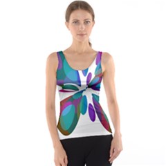 Blue Abstract Flower Tank Top by Valentinaart