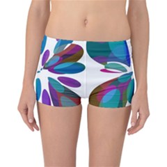 Blue Abstract Flower Reversible Boyleg Bikini Bottoms by Valentinaart