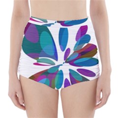 Blue Abstract Flower High-waisted Bikini Bottoms by Valentinaart