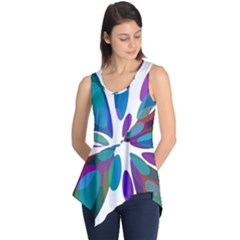 Blue Abstract Flower Sleeveless Tunic by Valentinaart