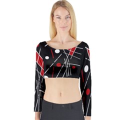 Artistic Abstraction Long Sleeve Crop Top by Valentinaart