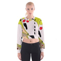 Yellow Abstraction Women s Cropped Sweatshirt by Valentinaart