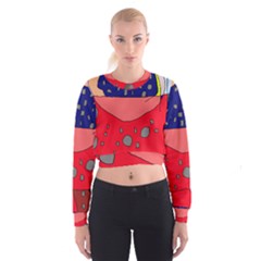 Playful Abstraction Women s Cropped Sweatshirt by Valentinaart
