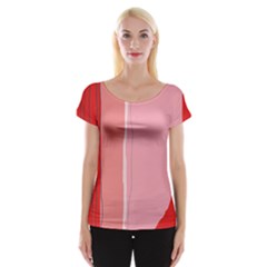 Red And Pink Lines Women s Cap Sleeve Top by Valentinaart
