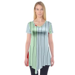 Decorative Lines Short Sleeve Tunic  by Valentinaart