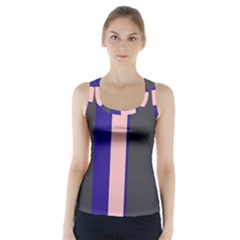 Purple, Pink And Gray Lines Racer Back Sports Top by Valentinaart