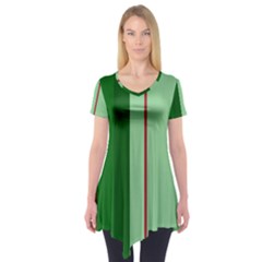 Green And Red Design Short Sleeve Tunic  by Valentinaart