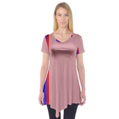 Pink Elegant Lines Short Sleeve Tunic  by Valentinaart