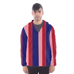 Pink And Blue Lines Hooded Wind Breaker (men) by Valentinaart