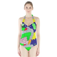 Crazy Abstraction Halter Swimsuit by Valentinaart
