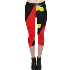 Red Abstraction Capri Leggings  by Valentinaart