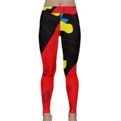 Red Abstraction Yoga Leggings by Valentinaart