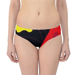 Red Abstraction Hipster Bikini Bottoms by Valentinaart