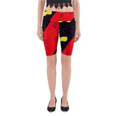 Red Abstraction Yoga Cropped Leggings by Valentinaart