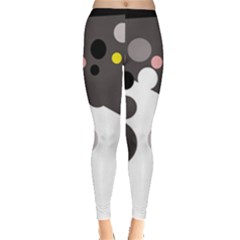 Gray, Yellow And Pink Dots Leggings  by Valentinaart