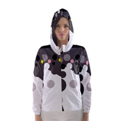 Gray, Yellow And Pink Dots Hooded Wind Breaker (women) by Valentinaart