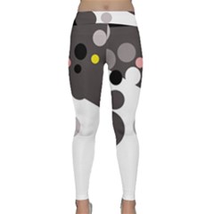 Gray, Yellow And Pink Dots Yoga Leggings by Valentinaart