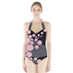 Pink Dots Halter Swimsuit by Valentinaart