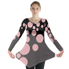 Pink Dots Long Sleeve Tunic  by Valentinaart