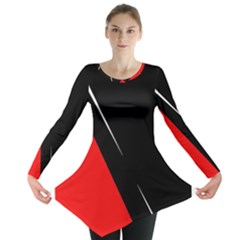 Black And Red Design Long Sleeve Tunic  by Valentinaart
