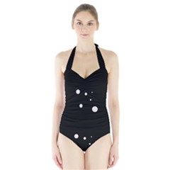 White Dots Halter Swimsuit by Valentinaart