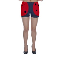Red Circle Skinny Shorts by Valentinaart