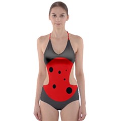 Red Circle Cut-out One Piece Swimsuit by Valentinaart