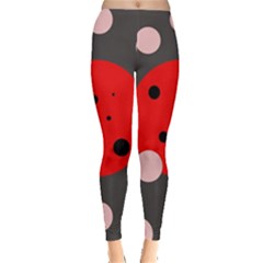 Red And Pink Dots Leggings  by Valentinaart