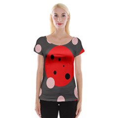 Red And Pink Dots Women s Cap Sleeve Top by Valentinaart