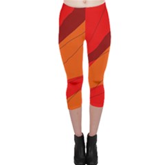 Red And Orange Decorative Abstraction Capri Leggings  by Valentinaart