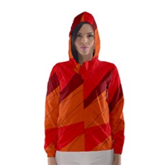 Red And Orange Decorative Abstraction Hooded Wind Breaker (women) by Valentinaart