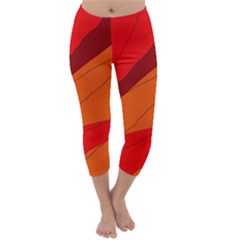 Red And Orange Decorative Abstraction Capri Winter Leggings  by Valentinaart