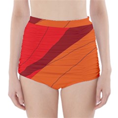 Red And Orange Decorative Abstraction High-waisted Bikini Bottoms by Valentinaart