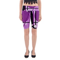 Purple Geometrical Abstraction Yoga Cropped Leggings by Valentinaart