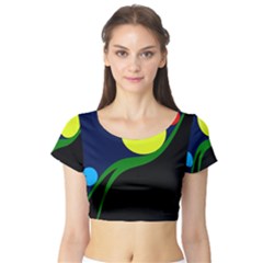 Falling  Ball Short Sleeve Crop Top (tight Fit) by Valentinaart