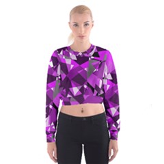 Purple Broken Glass Women s Cropped Sweatshirt by Valentinaart