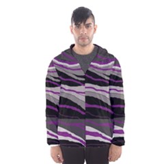 Purple And Gray Decorative Design Hooded Wind Breaker (men) by Valentinaart