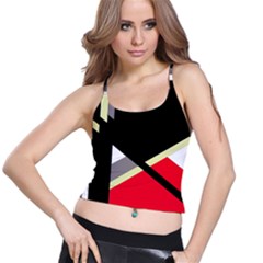 Red And Black Abstraction Spaghetti Strap Bra Top by Valentinaart