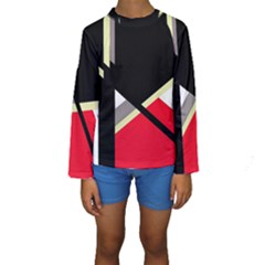 Red And Black Abstraction Kid s Long Sleeve Swimwear by Valentinaart