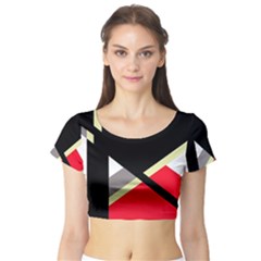 Red And Black Abstraction Short Sleeve Crop Top (tight Fit) by Valentinaart