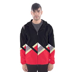 Red And Black Abstraction Hooded Wind Breaker (men) by Valentinaart