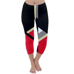 Red And Black Abstraction Capri Winter Leggings  by Valentinaart